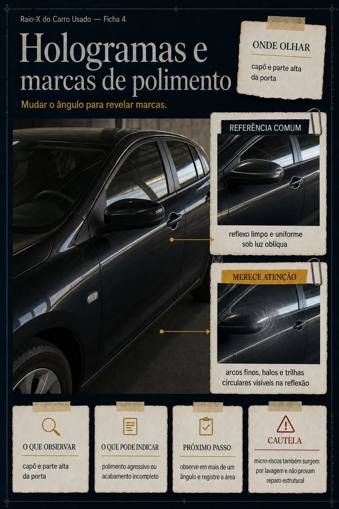 Ficha sobre hologramas e marcas de polimento